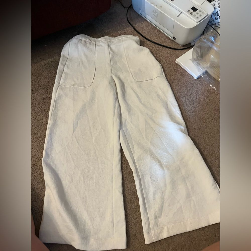 Wilfred white cropped wide leg pull on pants xxs